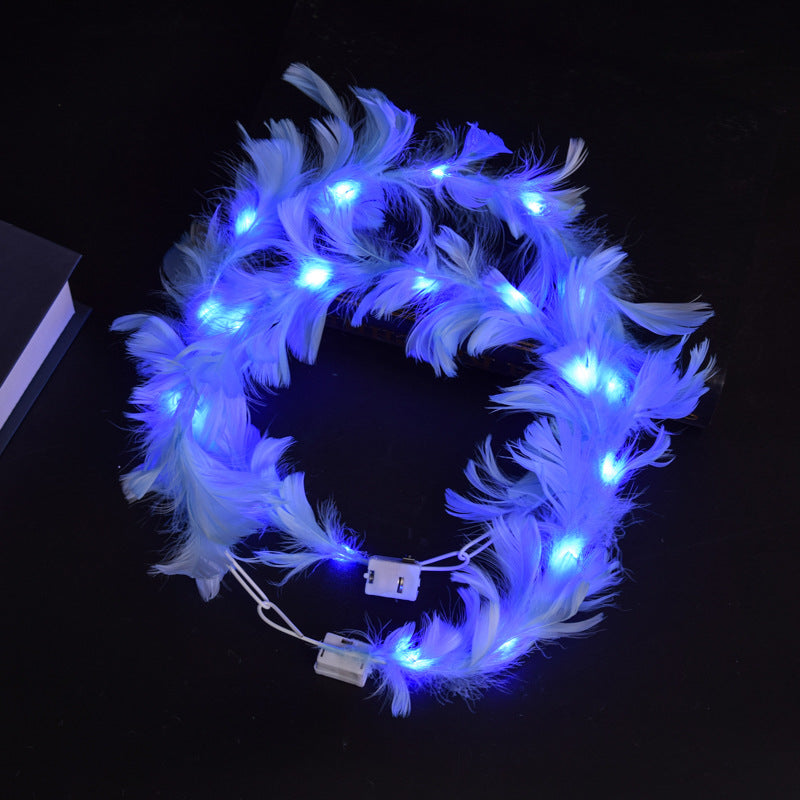 Wholesale Plush Luminous Goose Feather Wreath